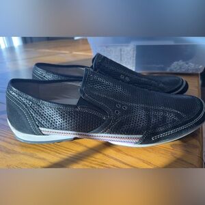 Bacco Bucci Made in Italy Black Perforated Loafers Sz13 (shoe10)